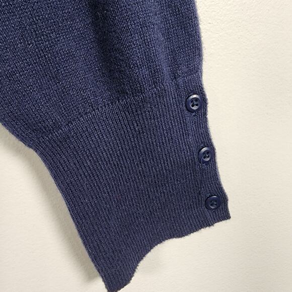 G.H. Bass & Co Women Cashmere Blend Argyle Knit Sweater Large Preppy Button Cuff - Picture 6 of 8